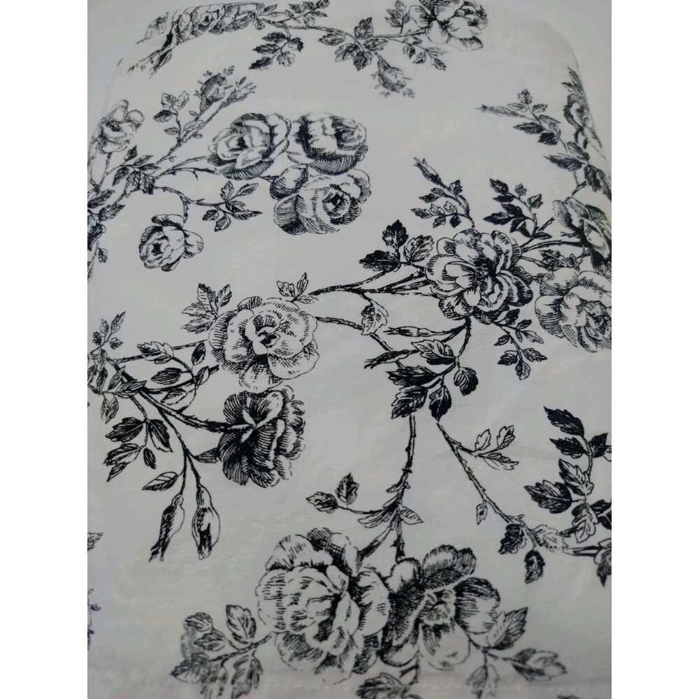 Lauren Ralph Lauren Cottage Hill Black & White Toile Floral Full Flat Sheet